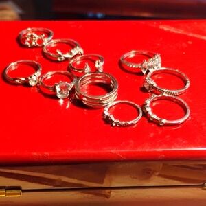 10 Silver Rings Various Sizes